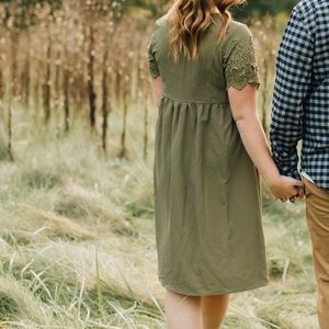 EUC olive lace boutique dress size M